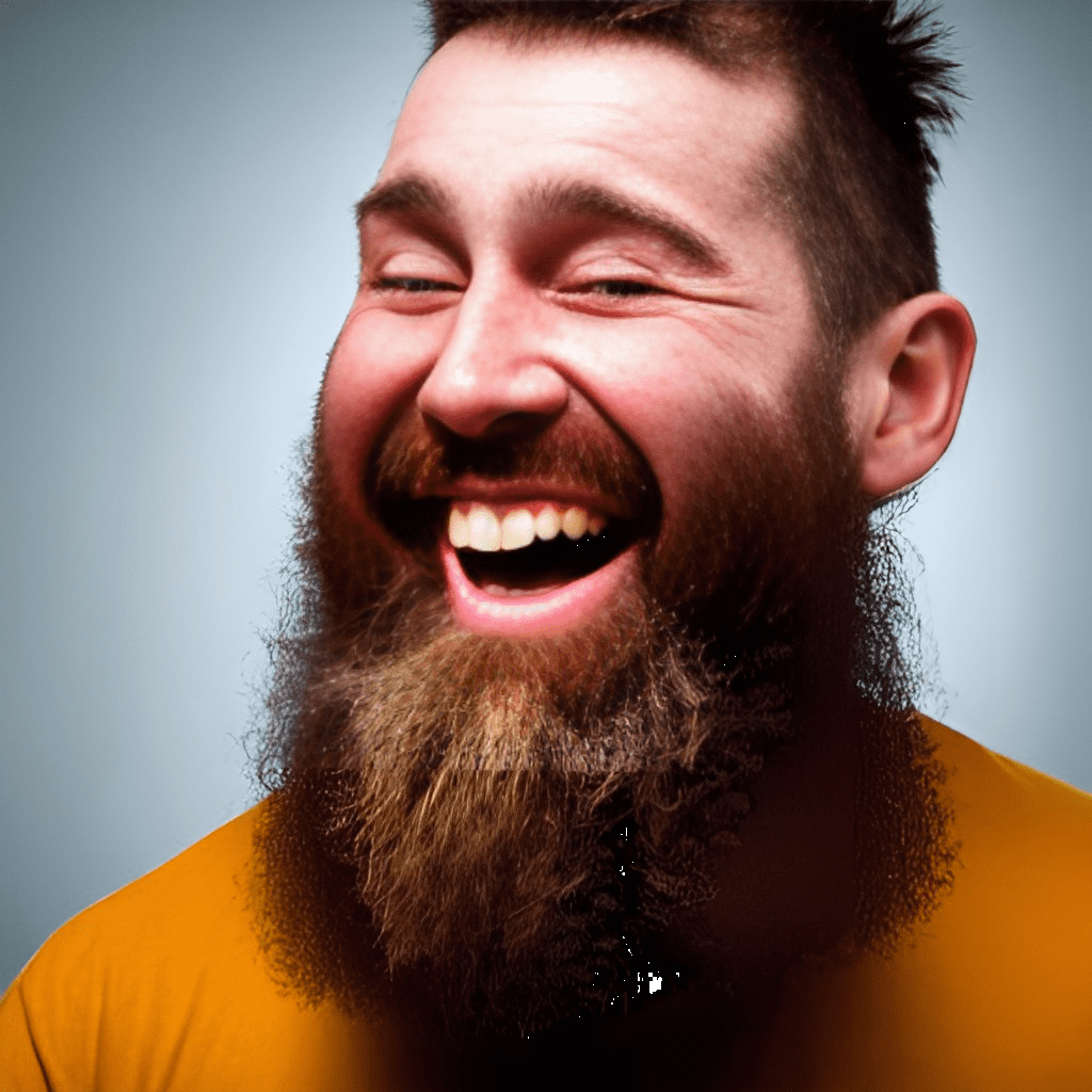 a man with a beard is laughing, by Pirate / Stable Diffusion